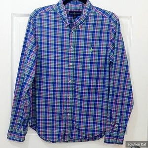 Ralph Lauren Blue Label Shirt Youth Boys XL Cotton Plaid Long Sleeve